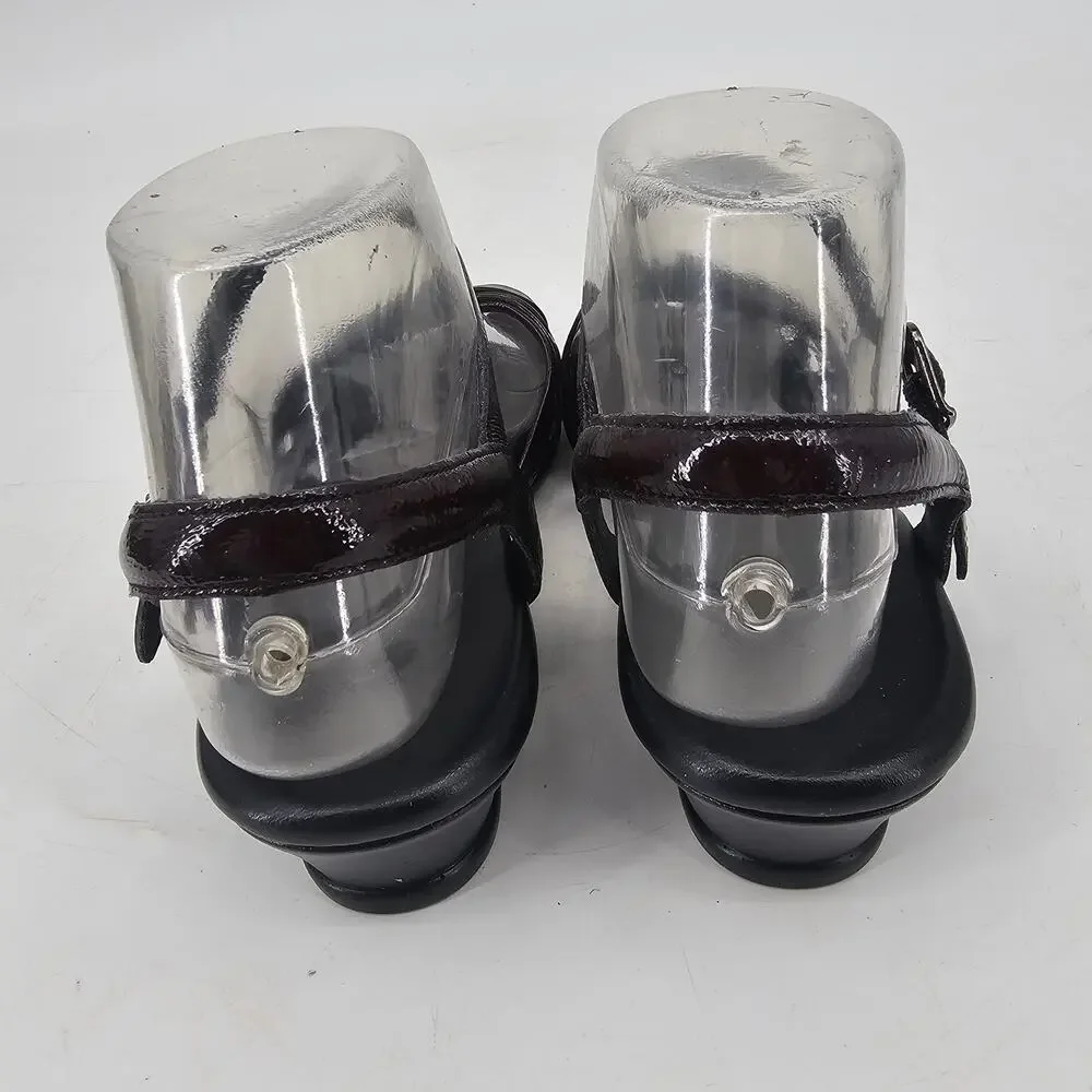 SAS Strippy Patent Leather Wedge Sandals in a wine/burgundy Red women's Size 7 M